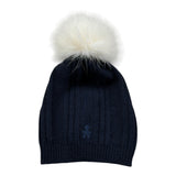 Le Bebe Cappello tinta unita con Pon Pon Blu per Neonato LBB2332 BLU LE BEBE 