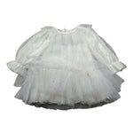 Le Bebe Abito Manica Lunga tinta unita con Tulle Bianco per Neonata LBG5496 BIANCO LE BEBE 