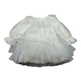 Le Bebe Abito Manica Lunga tinta unita con Tulle Bianco per Neonata LBG5496 BIANCO LE BEBE 