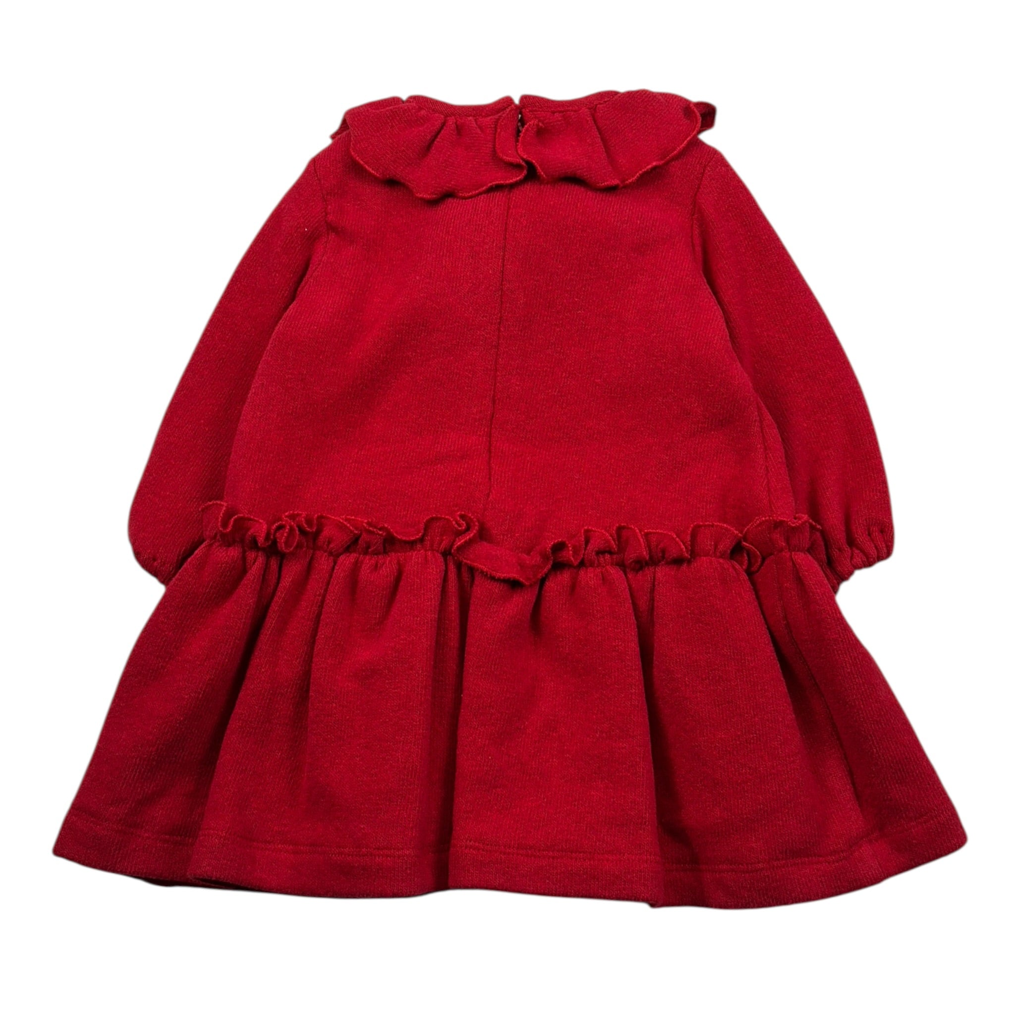 Le Bebe Abito Manica Lunga tinta unita con Fiocco Rosso per Neonata LBG5537 ROSSO LE BEBE 