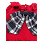 Le Bebe Abito Manica Lunga tinta unita con Fiocco Rosso per Neonata LBG5537 ROSSO LE BEBE 