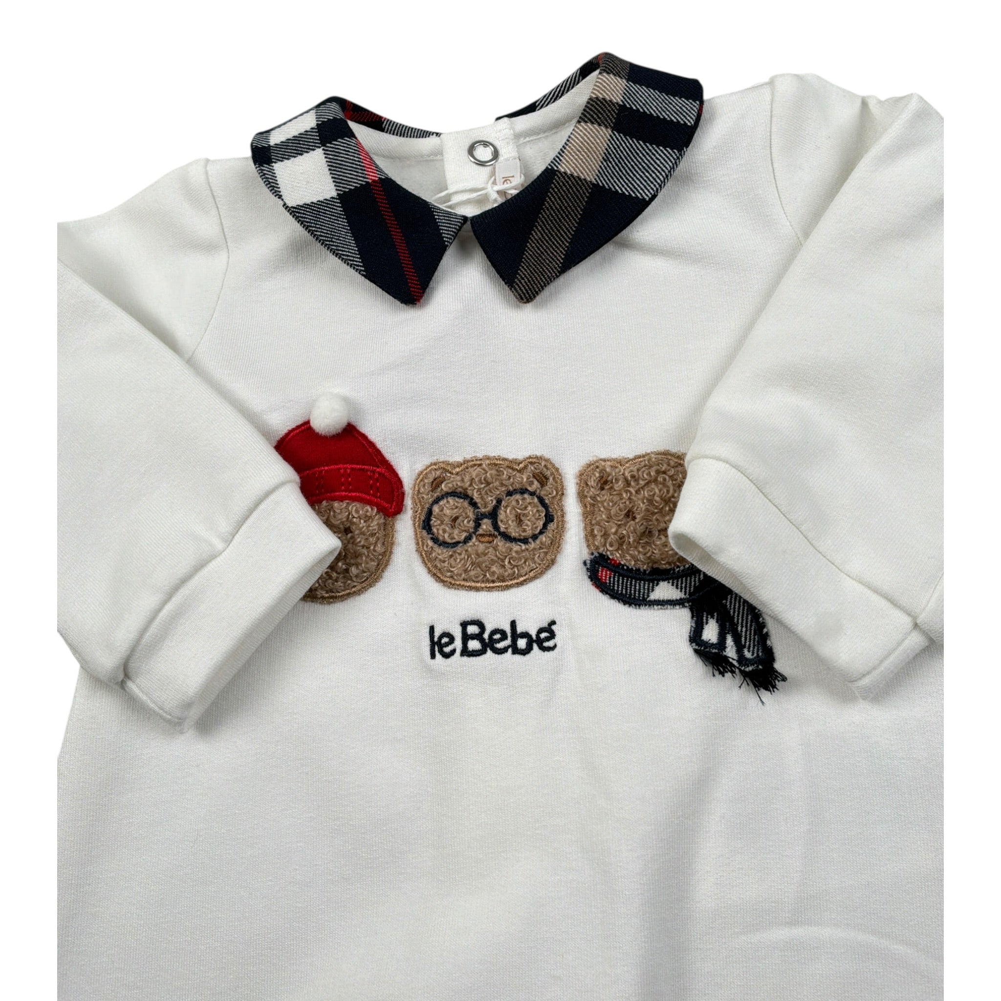 Le Bebe' Tutina tinta unita con Stampa Bianco per Neonato LBB4678 BIANCO LE BEBE' 