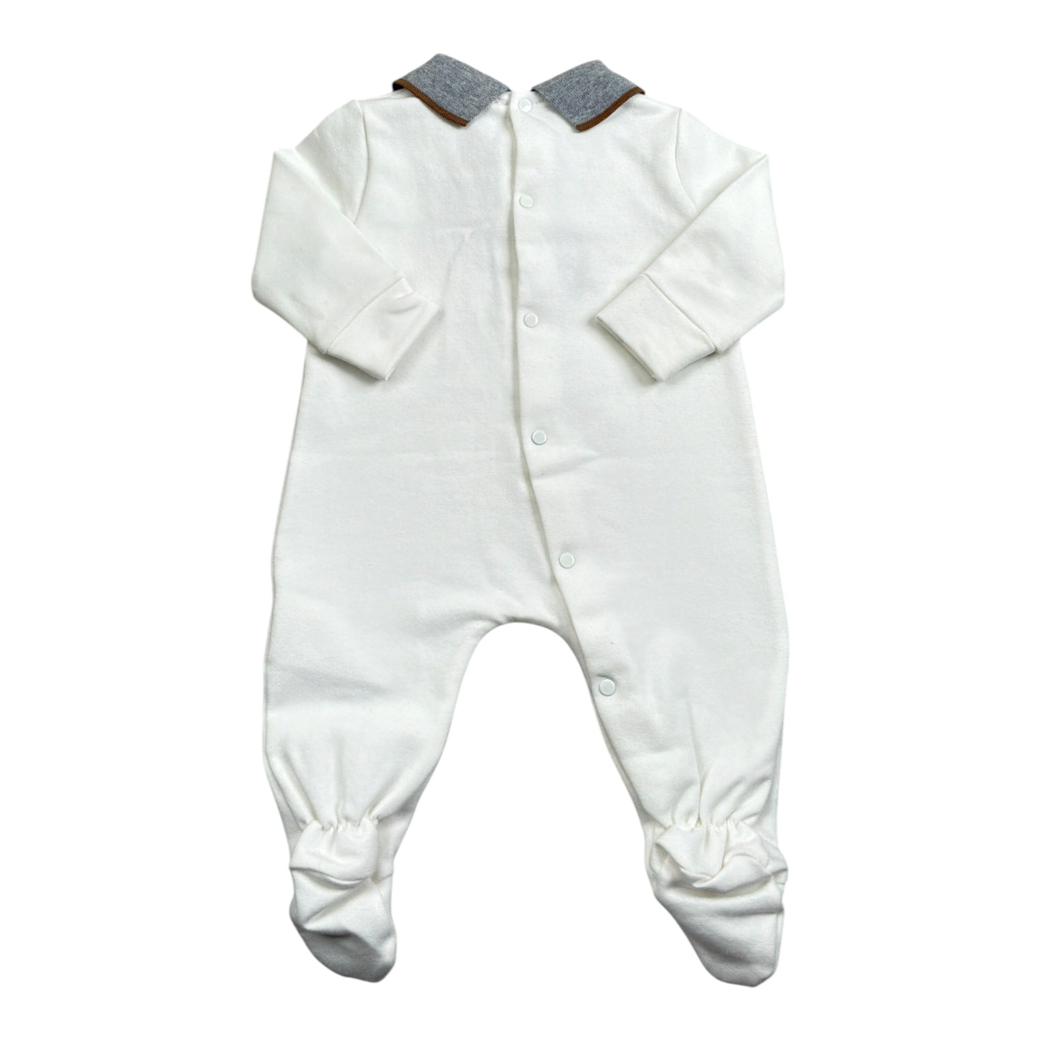 Le Bebe' Tutina tinta unita con Stampa Bianco per Neonato LBB4714 BIANCO LE BEBE' 