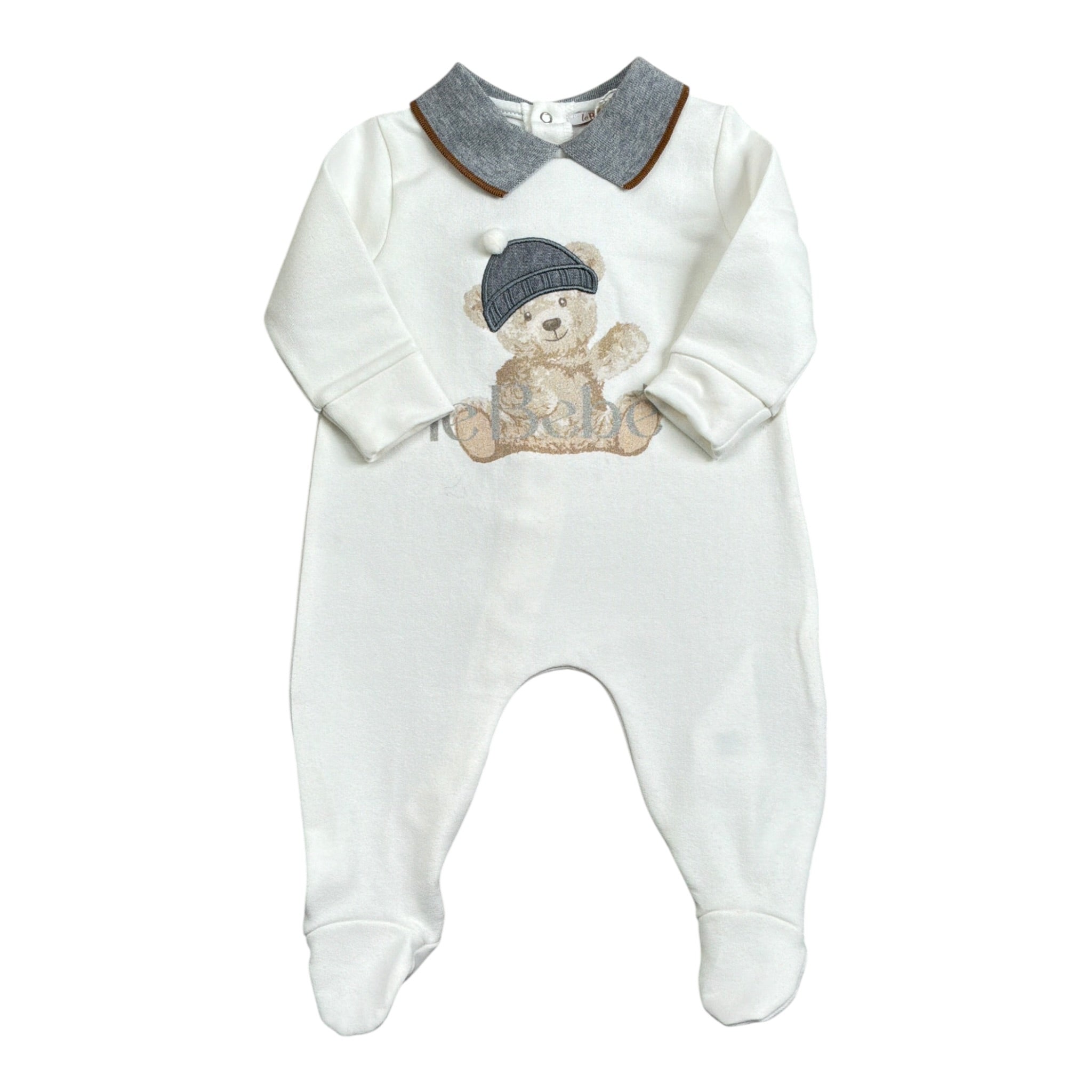 Le Bebe' Tutina tinta unita con Stampa Bianco per Neonato LBB4714 BIANCO LE BEBE' 