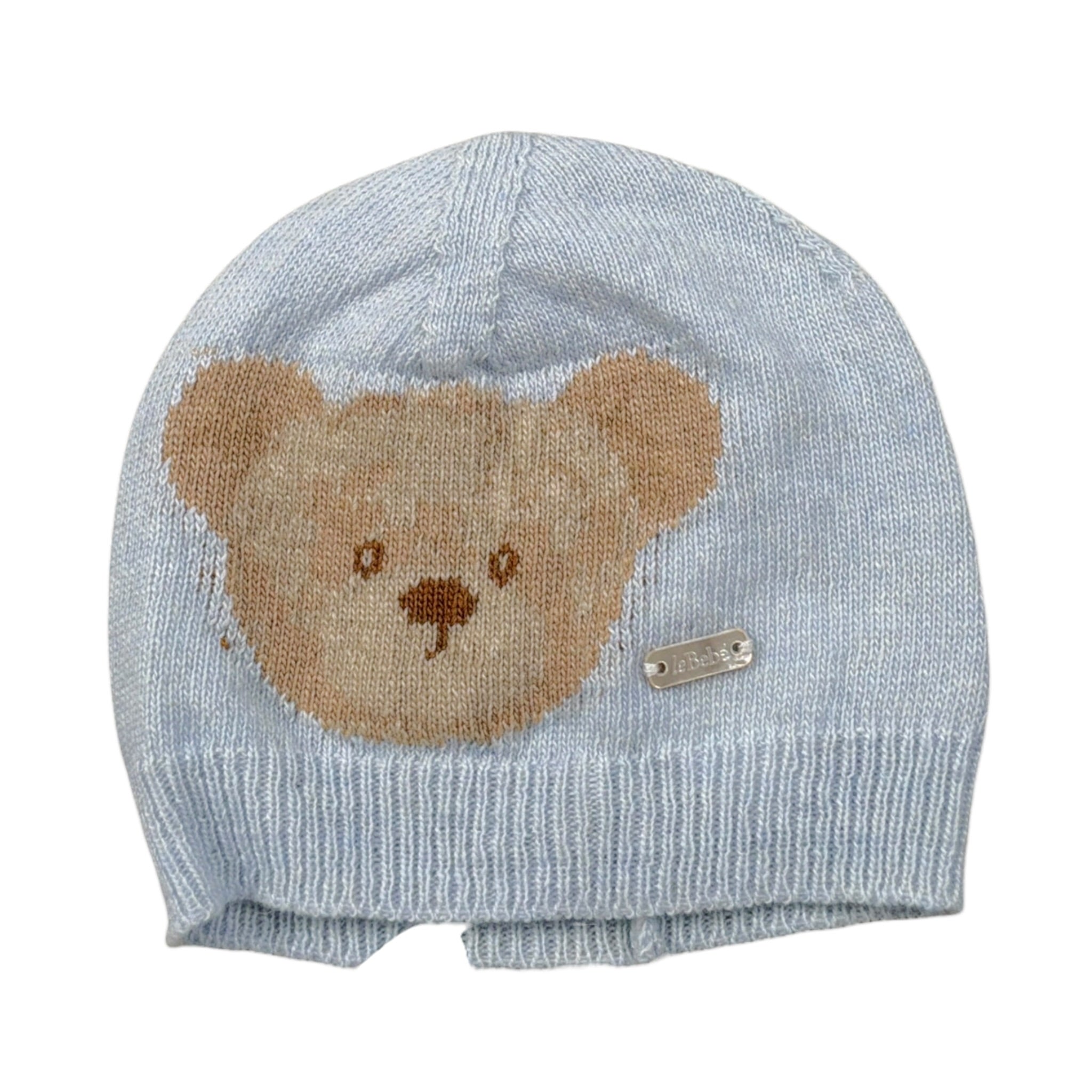 Le Bebe' Cappello tinta unita In Filo con Stampa Azzurro per Neonato LBB5101 AZZURRO LE BEBE' 
