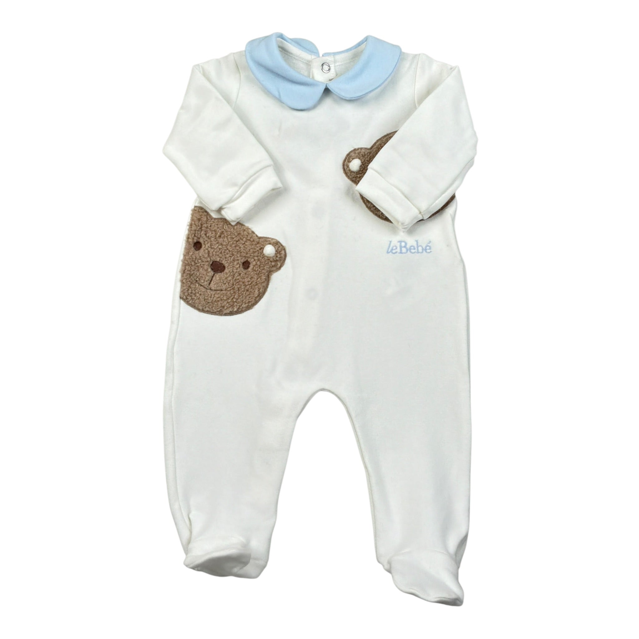 Le Bebe' Tutina tinta unita con Colletto E Stampa Bianco per Neonato LBB5121 BIANCO LE BEBE' 