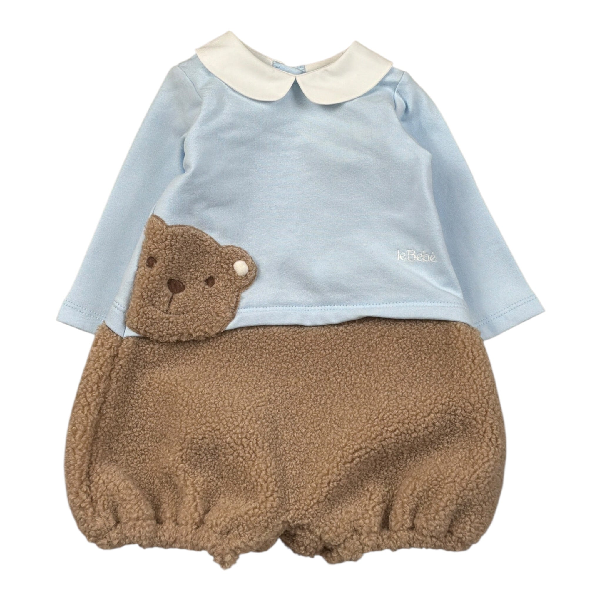 Le Bebe' Pagliaccetto Bicolore con Colletto Azzurro per Neonato LBB5125 AZZURRO LE BEBE' 
