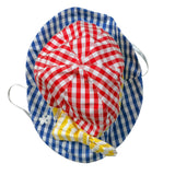 Le Bebe' Cappello Bicolore con Fantasia A Quadri Bianco per Neonata LBG2779 BIANCO LE BEBE' 