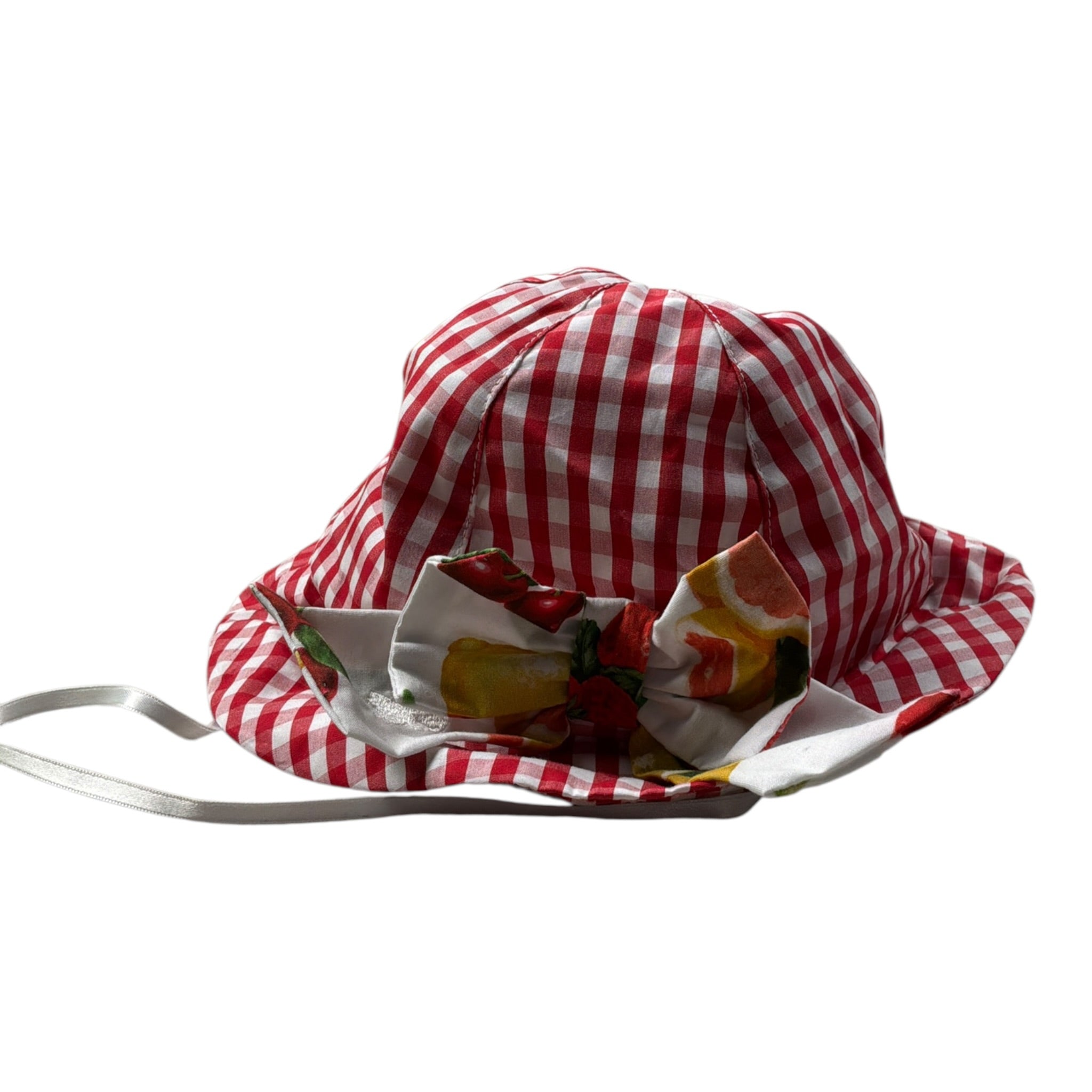 Le Bebe' Cappello Bicolore con Fantasia A Quadri Bianco/Rosso per Neonata LBG2927 BIANCO/ROSSO LE BEBE' 