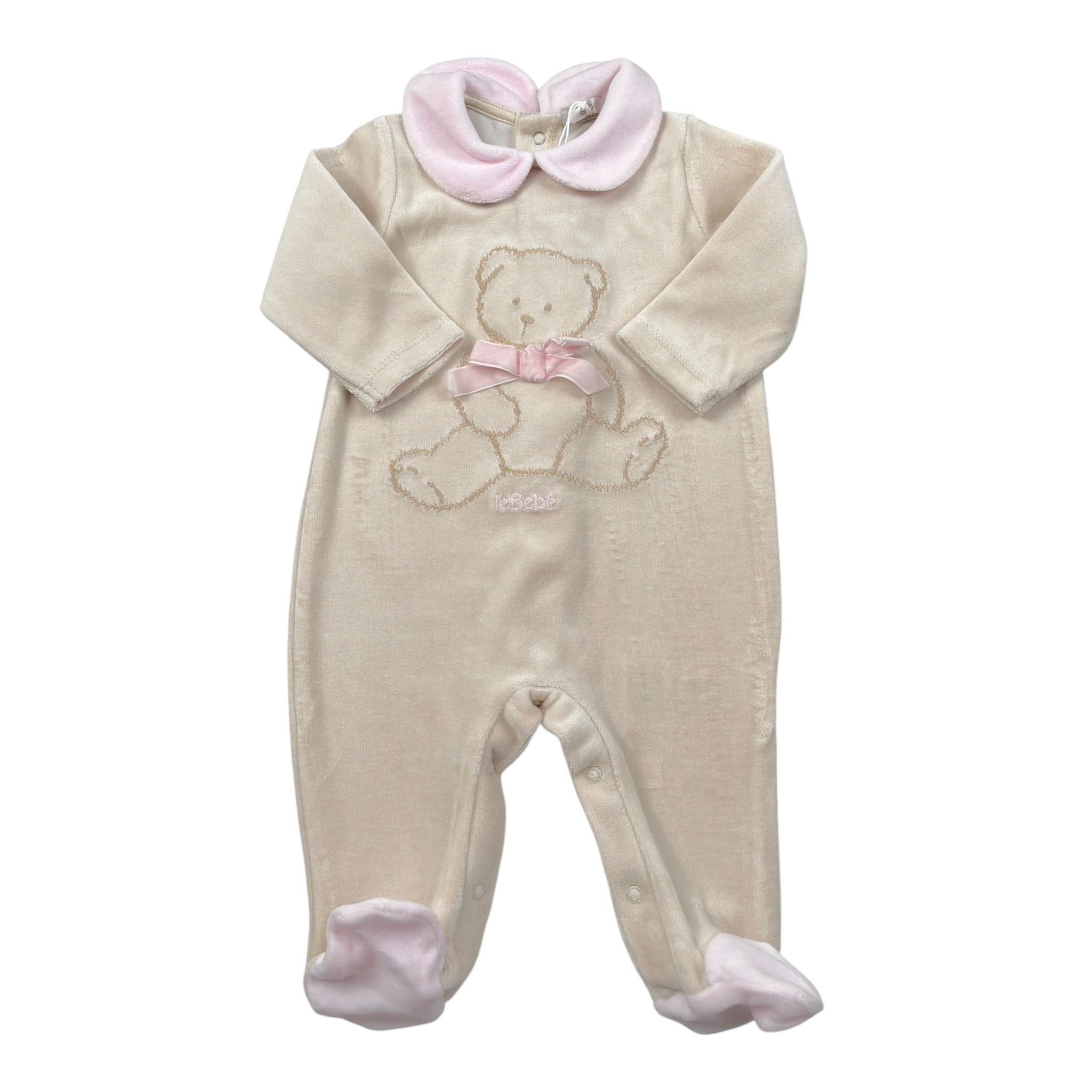 Le Bebe' Tutina tinta unita con Stampa In Velluto Beige per Neonata LBG5961X BEIGE LE BEBE' 
