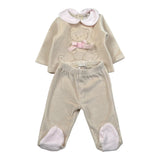Le Bebe' Completo 2Pz Maglia-Ghettina In Velluto Beige per Neonata LBG5962 BEIGE LE BEBE' 