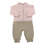 Le Bebe' Tutina Bicolore con Stampa Colletto Rosa/Beige per Neonata LBG5976 ROSA/BEIGE LE BEBE' 