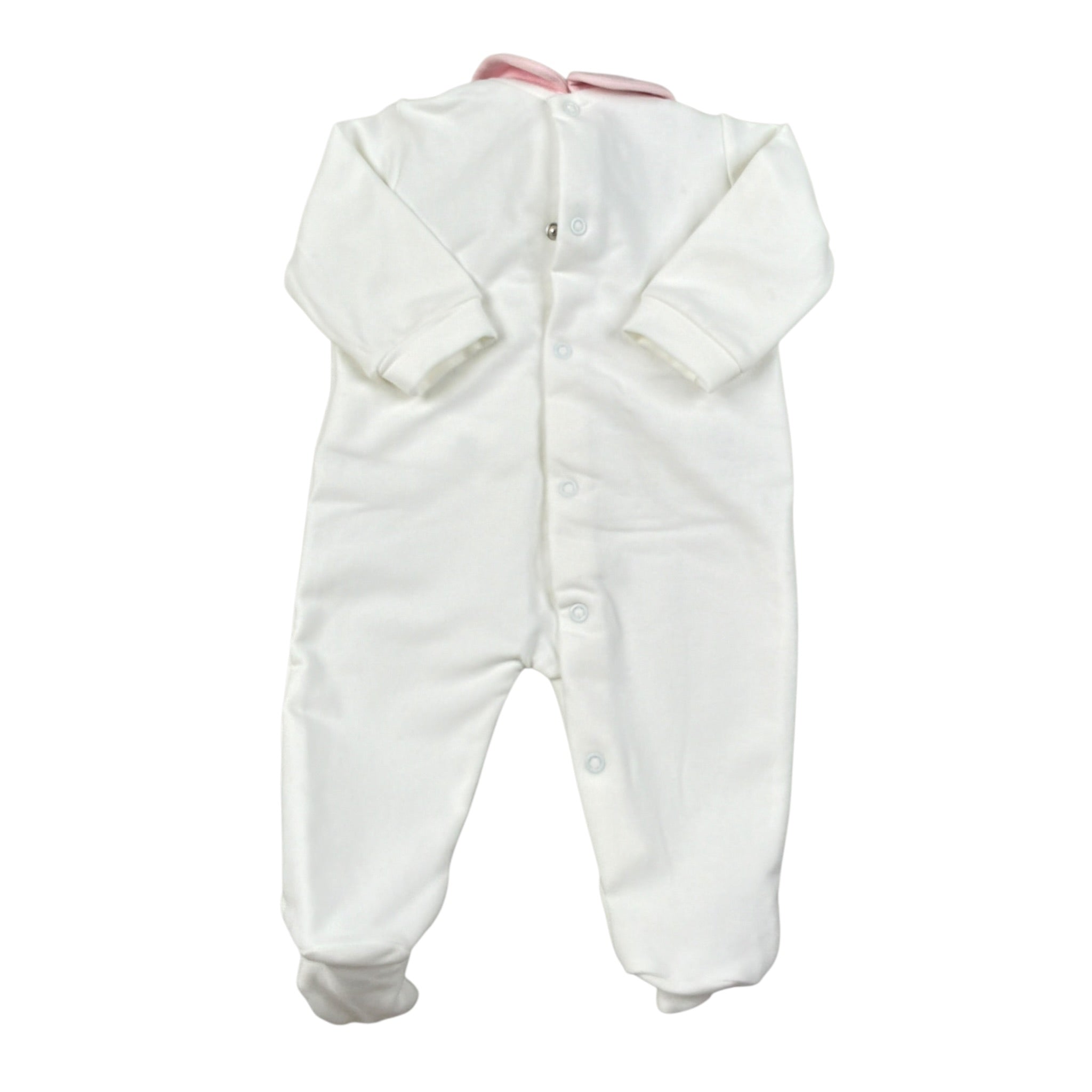 Le Bebe' Tutina tinta unita con Stampa E Colletto Bianco per Neonata LBG6008 BIANCO LE BEBE' 