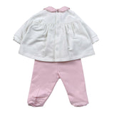 Le Bebe' Completo 2Pz Maglia-Ghettina In Velluto Bianco/Rosa per Neonata LBG6018 BIANCO/ROSA LE BEBE' 