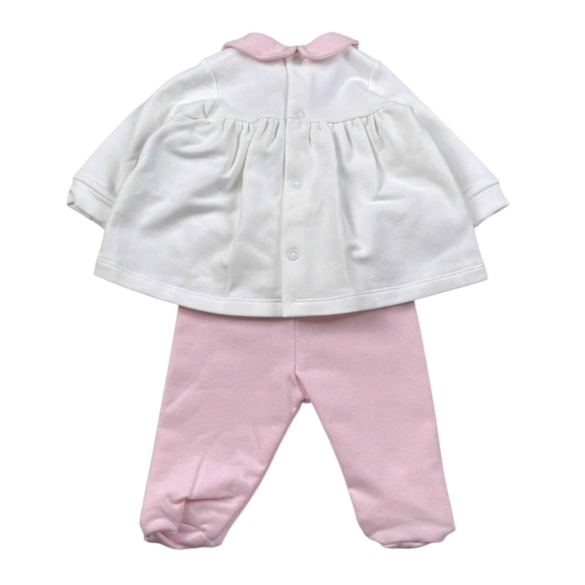 Le Bebe' Completo 2Pz Maglia-Ghettina In Velluto Bianco/Rosa per Neonata LBG6018 BIANCO/ROSA LE BEBE' 