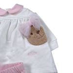 Le Bebe' Completo 2Pz Maglia-Ghettina In Velluto Bianco/Rosa per Neonata LBG6018 BIANCO/ROSA LE BEBE' 