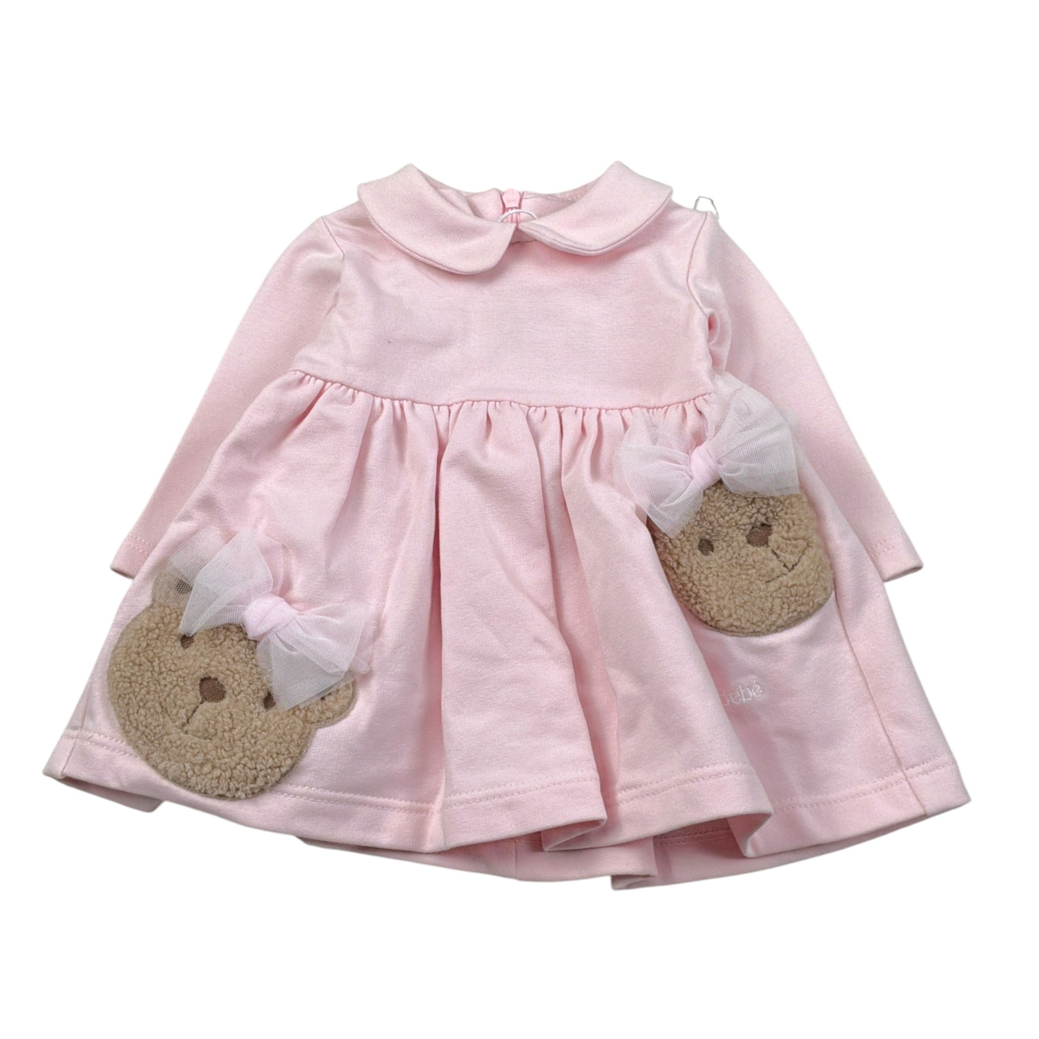 Le Bebe' Abito tinta unita con Applicazione Rosa per Neonata LBG6020X ROSA LE BEBE' 