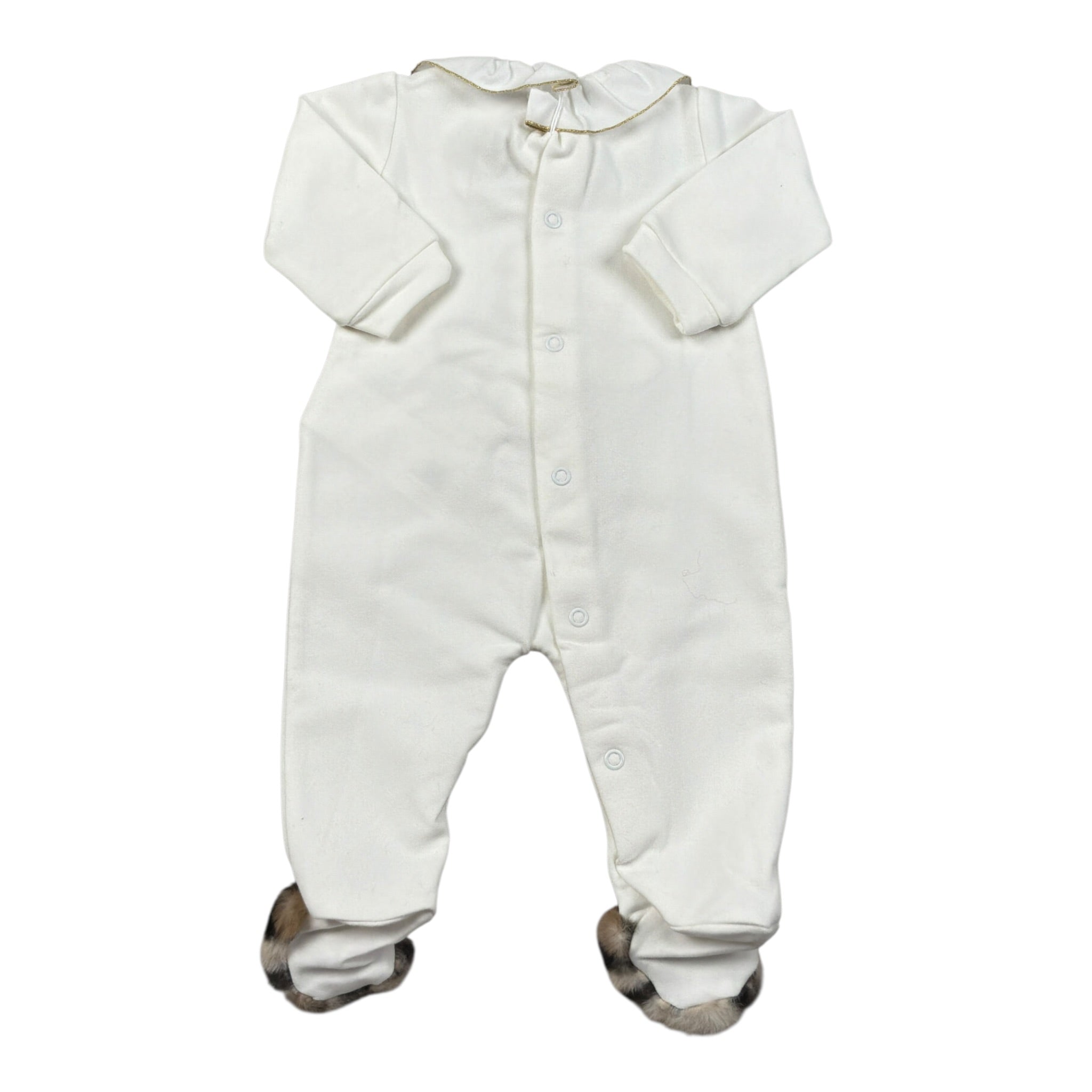 Le Bebe' Tutina tinta unita con Stampa Maculata Bianco per Neonata LBG6030 BIANCO LE BEBE' 
