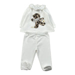 Le Bebe' Completo 2Pz Maglia-Ghettina tinta unita con Stampa Bianco per Neonata LBG6031 BIANCO LE BEBE' 