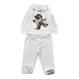 Le Bebe' Completo 2Pz Maglia-Ghettina tinta unita con Stampa Bianco per Neonata LBG6031 BIANCO LE BEBE' 