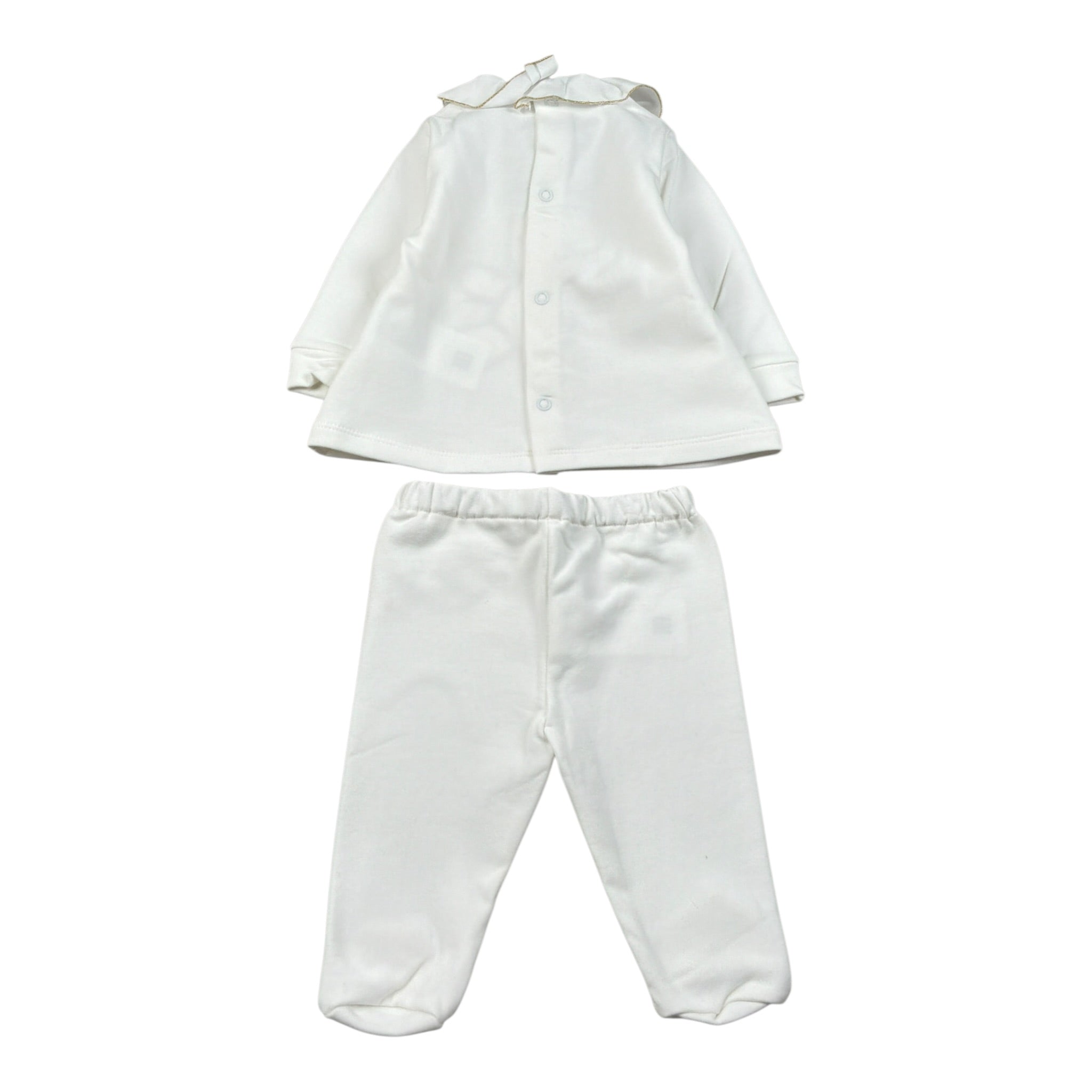 Le Bebe' Completo 2Pz Maglia-Ghettina tinta unita con Stampa Bianco per Neonata LBG6031 BIANCO LE BEBE' 