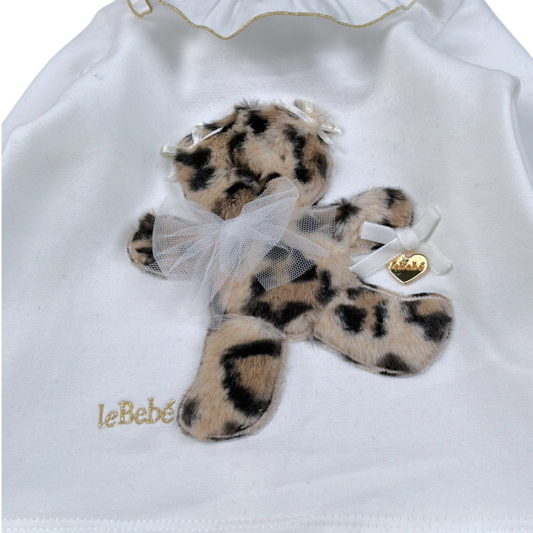 Le Bebe' Completo 2Pz Maglia-Ghettina tinta unita con Stampa Bianco per Neonata LBG6031 BIANCO LE BEBE' 