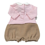 Le Bebe' Pagliaccetto Bicolore con Colletto Rosa/Beige per Neonata LBG6036 ROSA/BEIGE LE BEBE' 