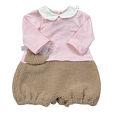 Le Bebe' Pagliaccetto Bicolore con Colletto Rosa/Beige per Neonata LBG6036 ROSA/BEIGE LE BEBE' 