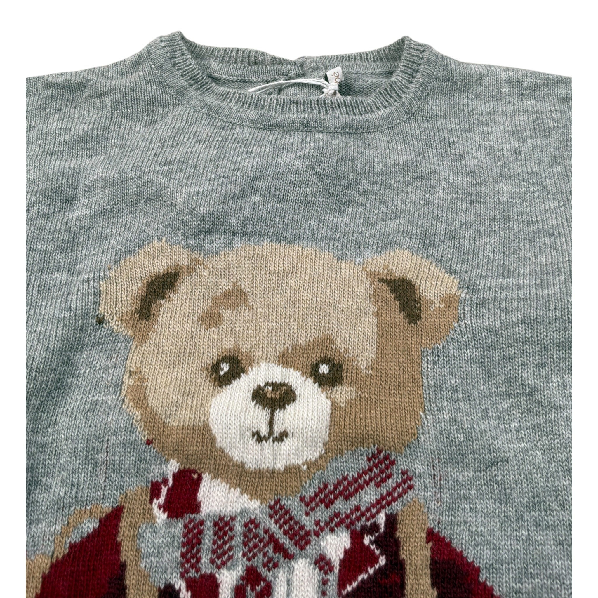 Le Bebe' Maglia Girocollo tinta unita con Orso Grigio per Neonato LBG6134 GRIGIO LE BEBE' 