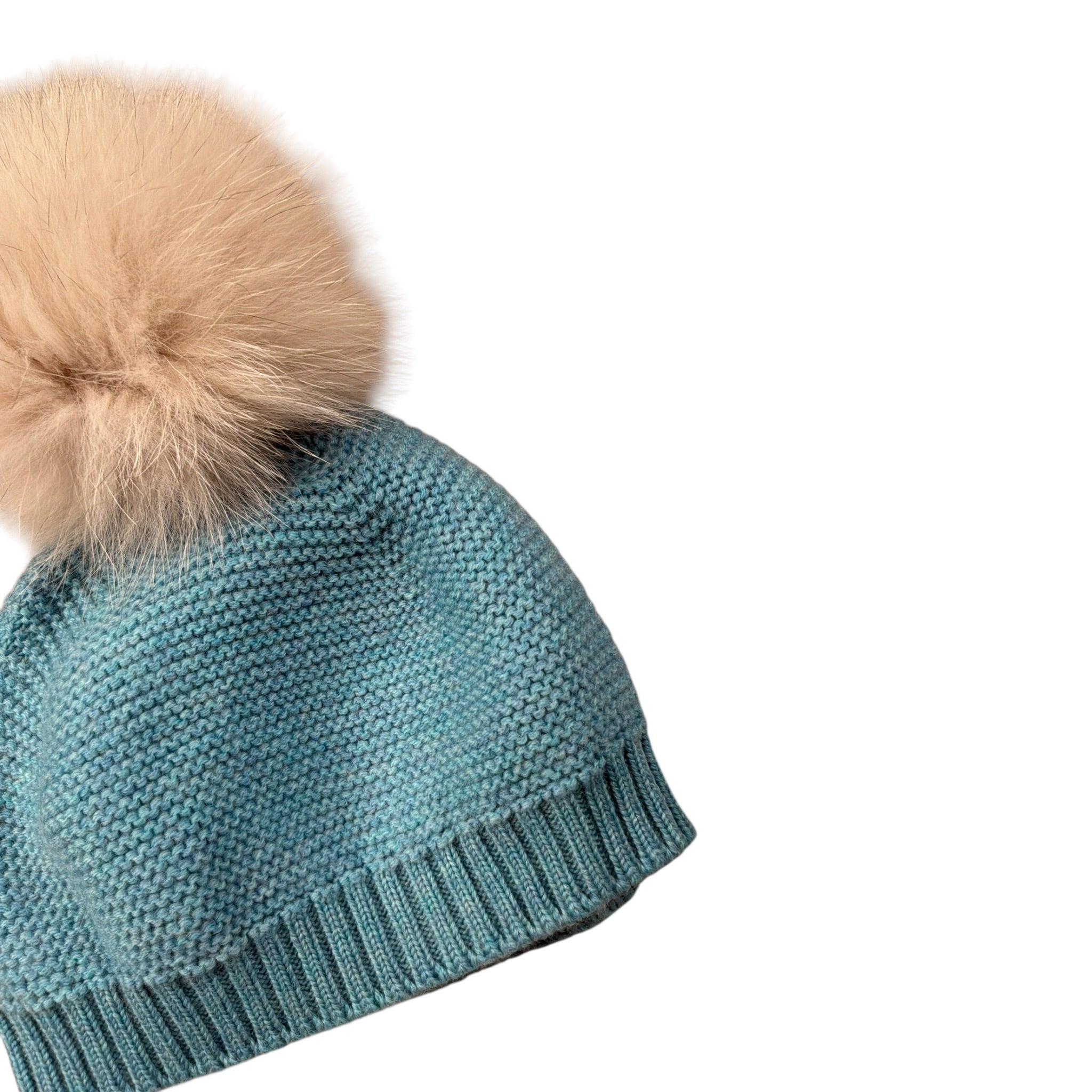 Le Coconne Cappello tinta unita con Pon Pon Azzurro per Neonato LCN0196 AZZURRO LE COCONNE 