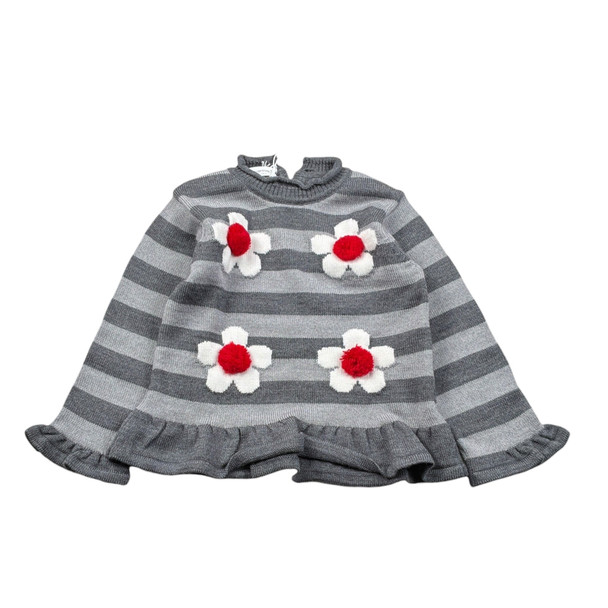 Le Coconne Maglia tinta unita con Fantasia A Righe Grigio per Neonata LCN2753 GRIGIO LE COCONNE 