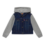 Levi'S Giubbino In Denim tinta unita con Maglie E Cappuccio In Contrasto Blu per Neonato 6E8564 BLU LEVI'S 