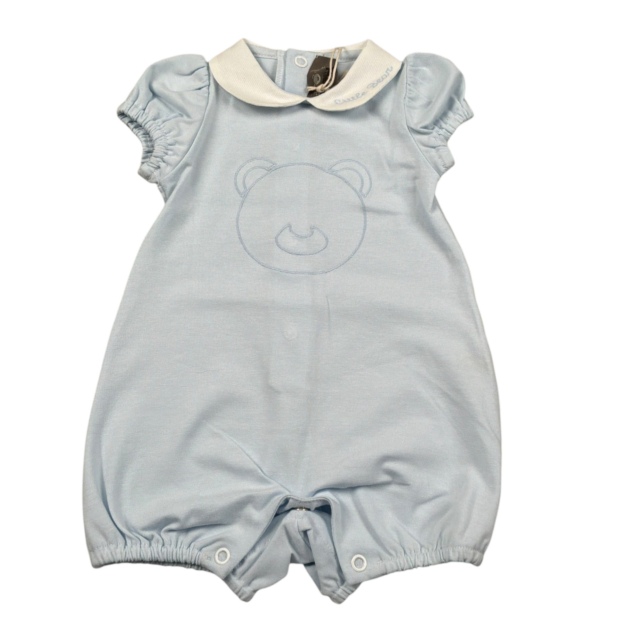 Little Bear Pagliaccetto Mezza Manica tinta unita Azzurro per Neonato 4032 AZZURRO LITTLE BEAR 