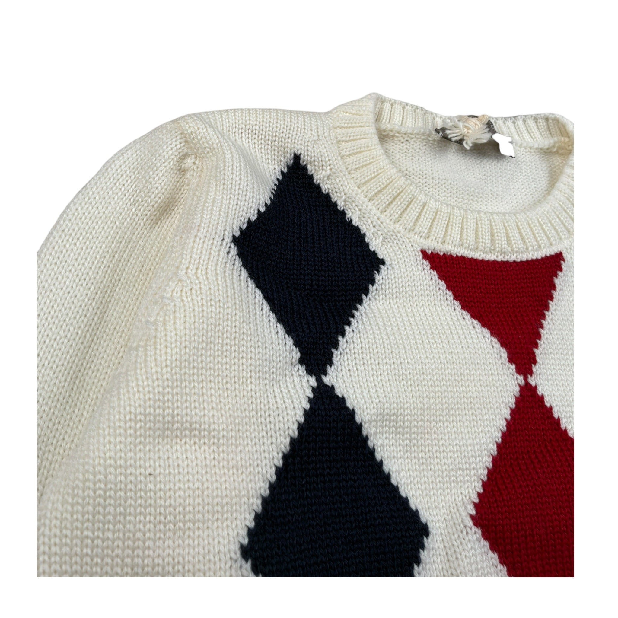 Little Bear Maglia Girocolo tinta unita con Rombi Panna per Bambino 9305J PANNA LITTLE BEAR 