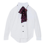 Liu Jo Camicia Manical Unga tinta unita con Foulard Bianco per Bambina GF3028 BIANCO LIU JO 