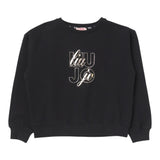 Liu Jo Felpa Chiusa Girocollo tinta unita con Logo Nero per Bambina GF3179 NERO LIU JO 