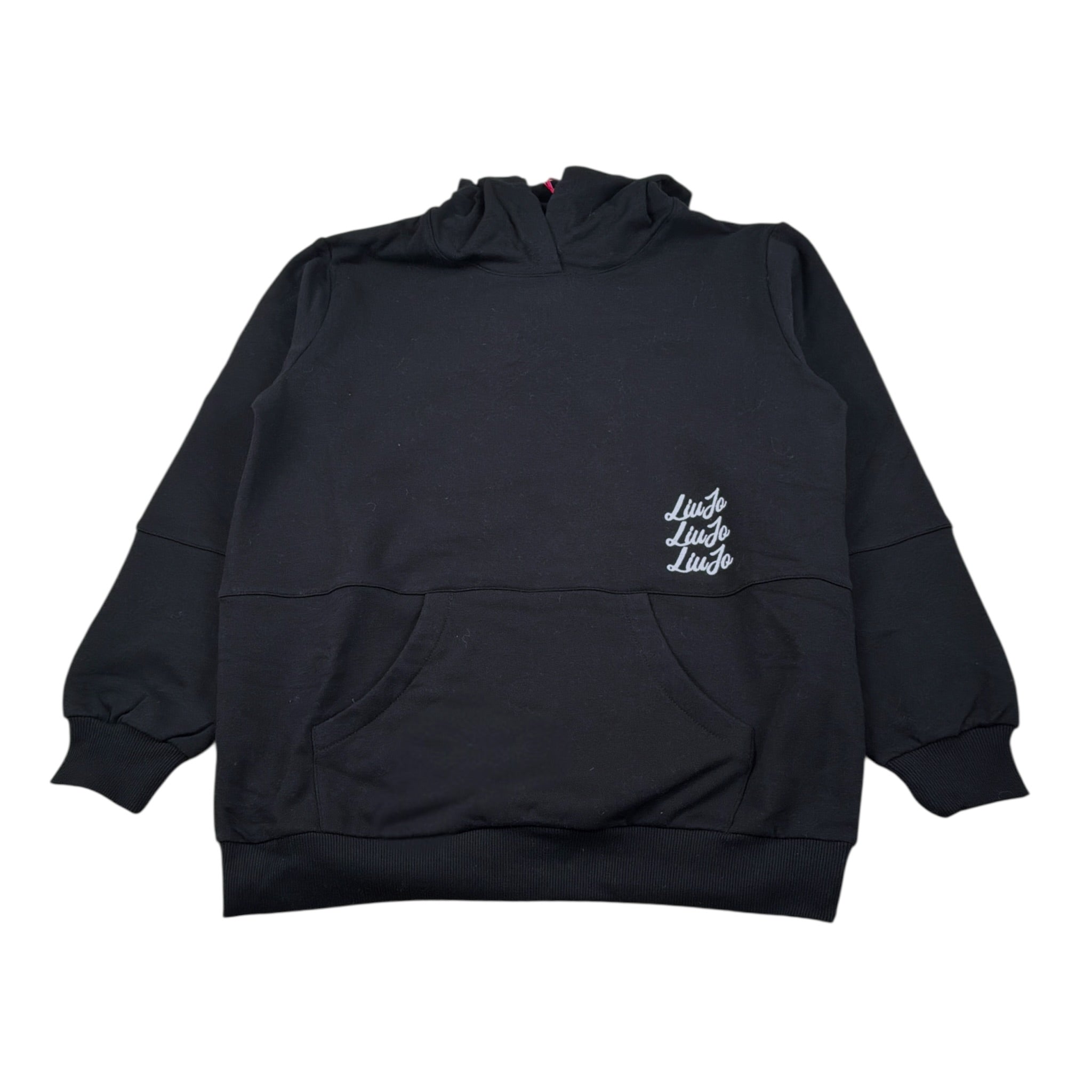 Liu Jo Felpa con Cappuccio tinta unita con Logo Nero per Bambina GF4052 NERO LIU JO 