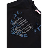 Liu Jo Shirt tinta unita con Brillantini Nero per Bambina GF4237 NERO LIU JO 