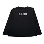 Liu Jo Shirt Girocollo tinta unita con Brillantini Nero per Bambina GF5011 NERO LIU JO 