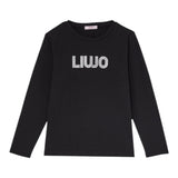 Liu Jo Shirt Girocollo tinta unita con Brillantini Nero per Bambina GF5011X NERO LIU JO 