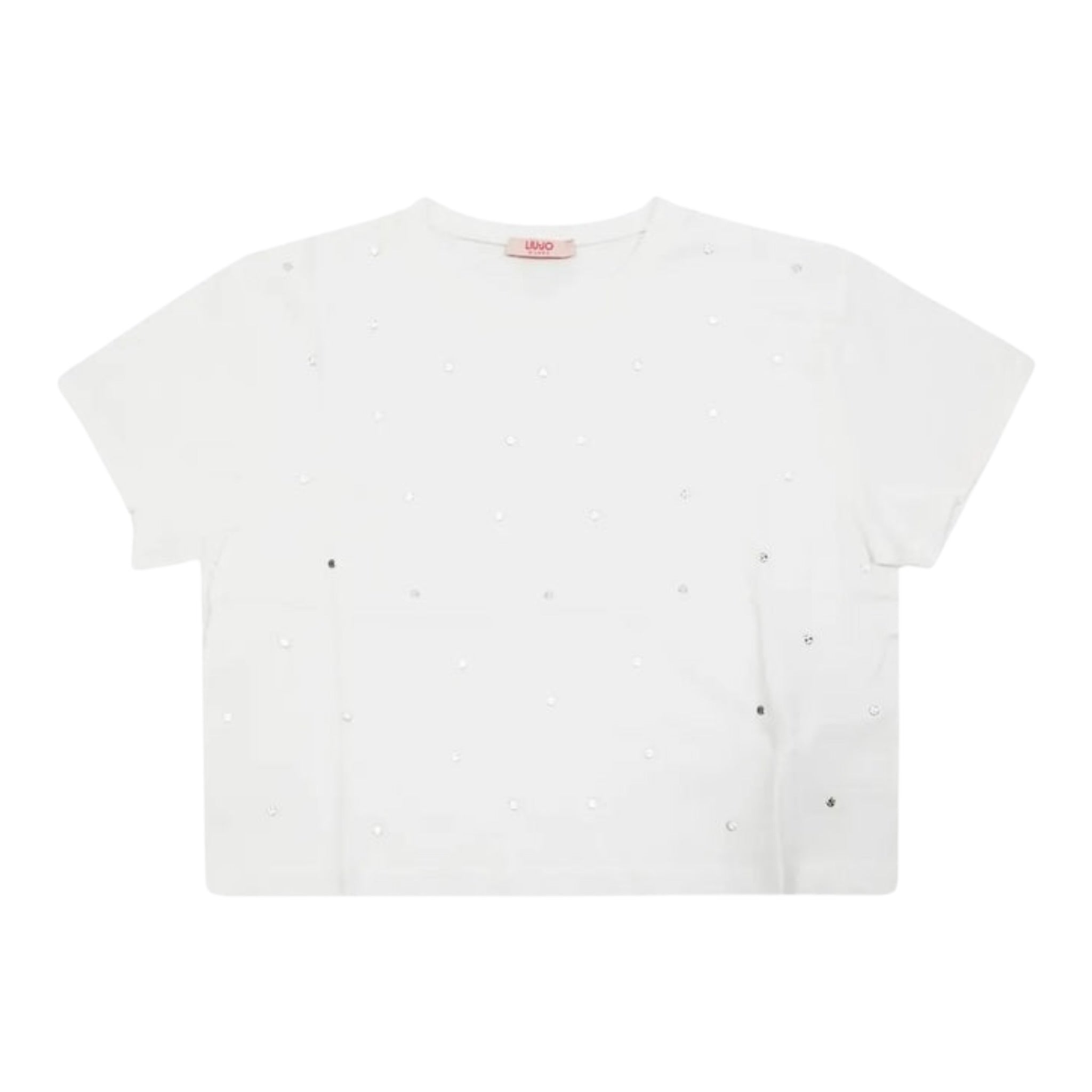 Liu Jo T-Shirt Girocollo tinta unita con Applicazioni Bianco per Bambina GF5012 BIANCO LIU JO 