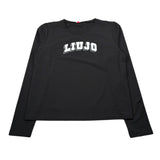 Liu Jo Shirt Girocollo tinta unita con Logo Nero per Bambina GF5043 NERO LIU JO 