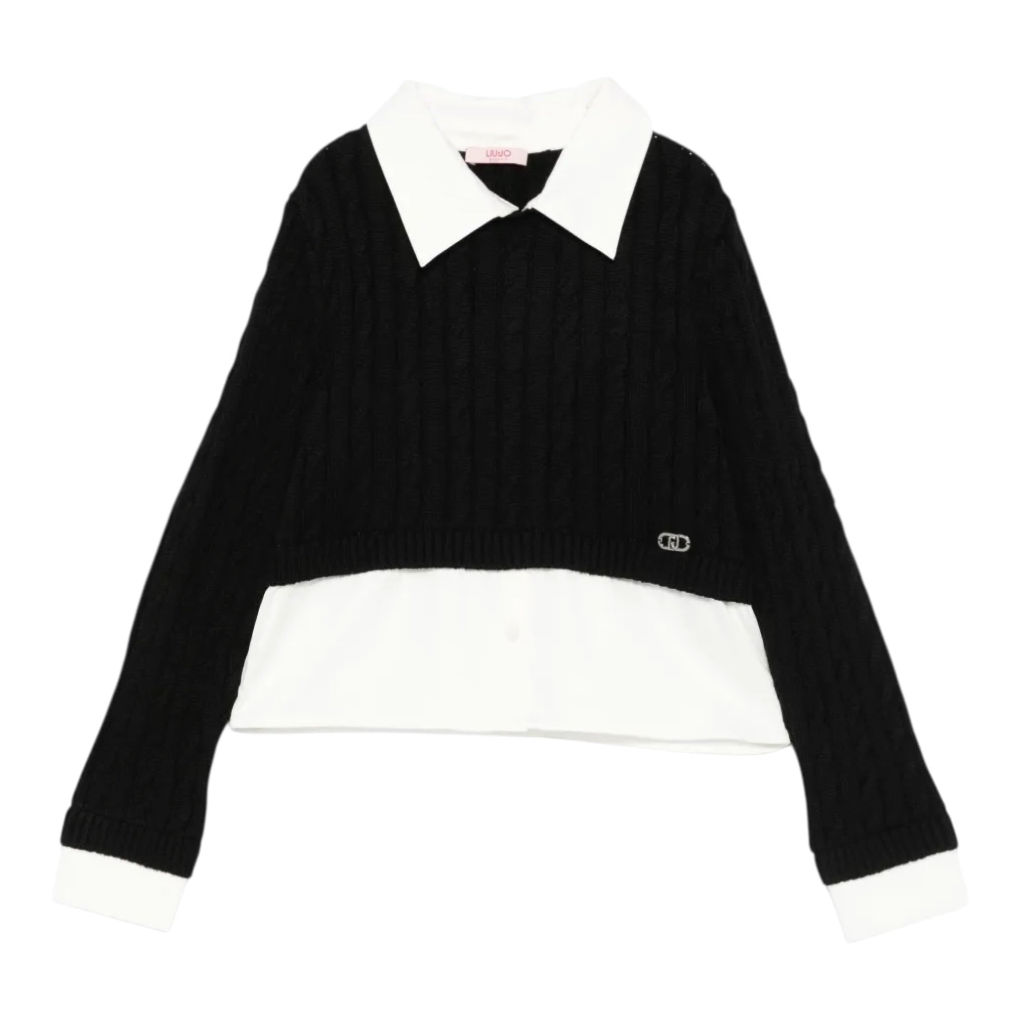Liu Jo Maglia tinta unita con Finta Camicia Nero per Bambina GF5061X NERO LIU JO 