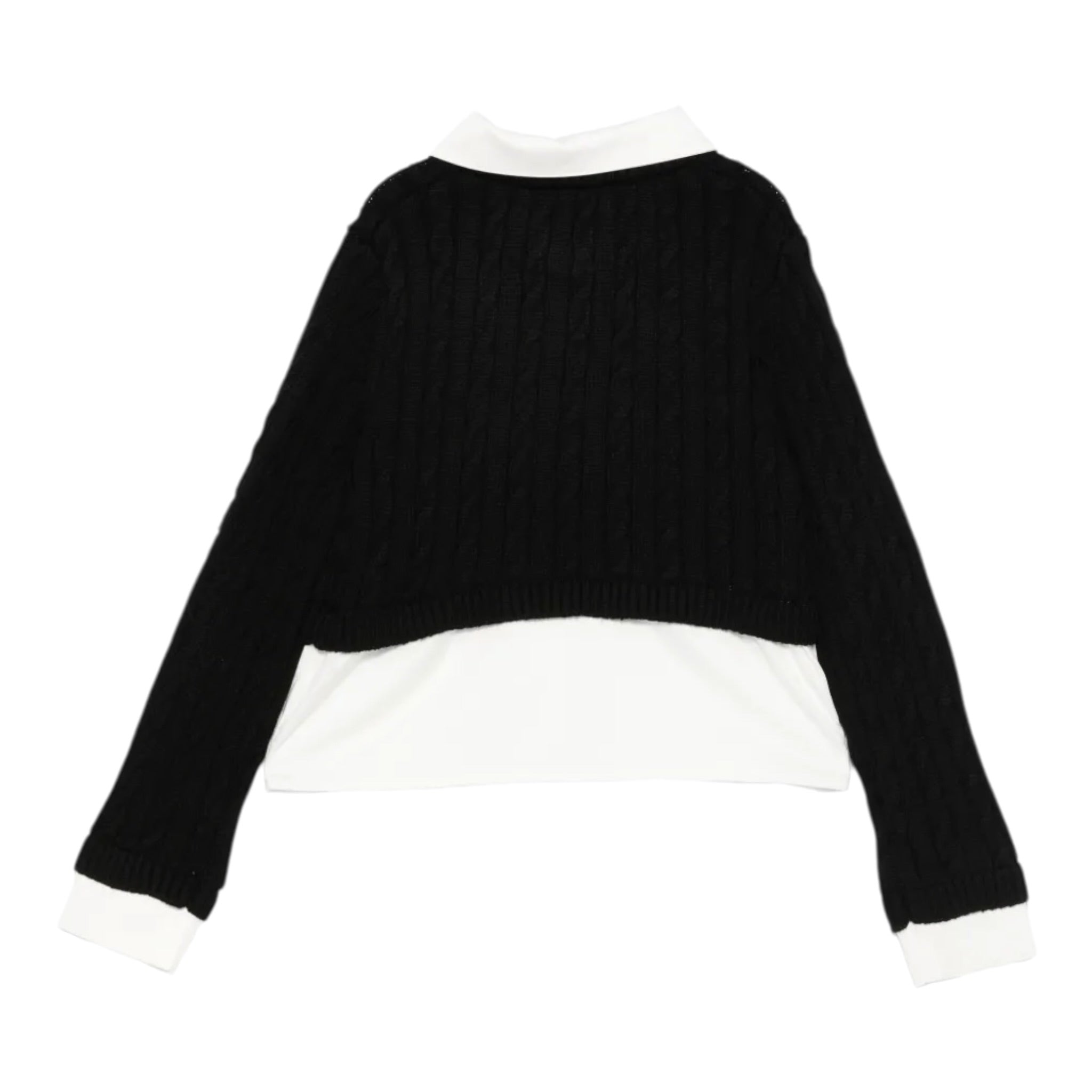Liu Jo Maglia tinta unita con Finta Camicia Nero per Bambina GF5061X NERO LIU JO 