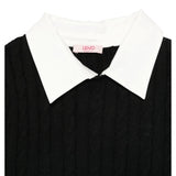 Liu Jo Maglia tinta unita con Finta Camicia Nero per Bambina GF5061X NERO LIU JO 