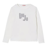 Liu Jo Shirt Girocollo tinta unita con Brillantini Bianco per Bambina GF5080X BIANCO LIU JO 