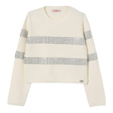 Liu Jo Maglia Girocollo tinta unita con Applicazioni Panna per Bambina GF5088XXX PANNA LIU JO 