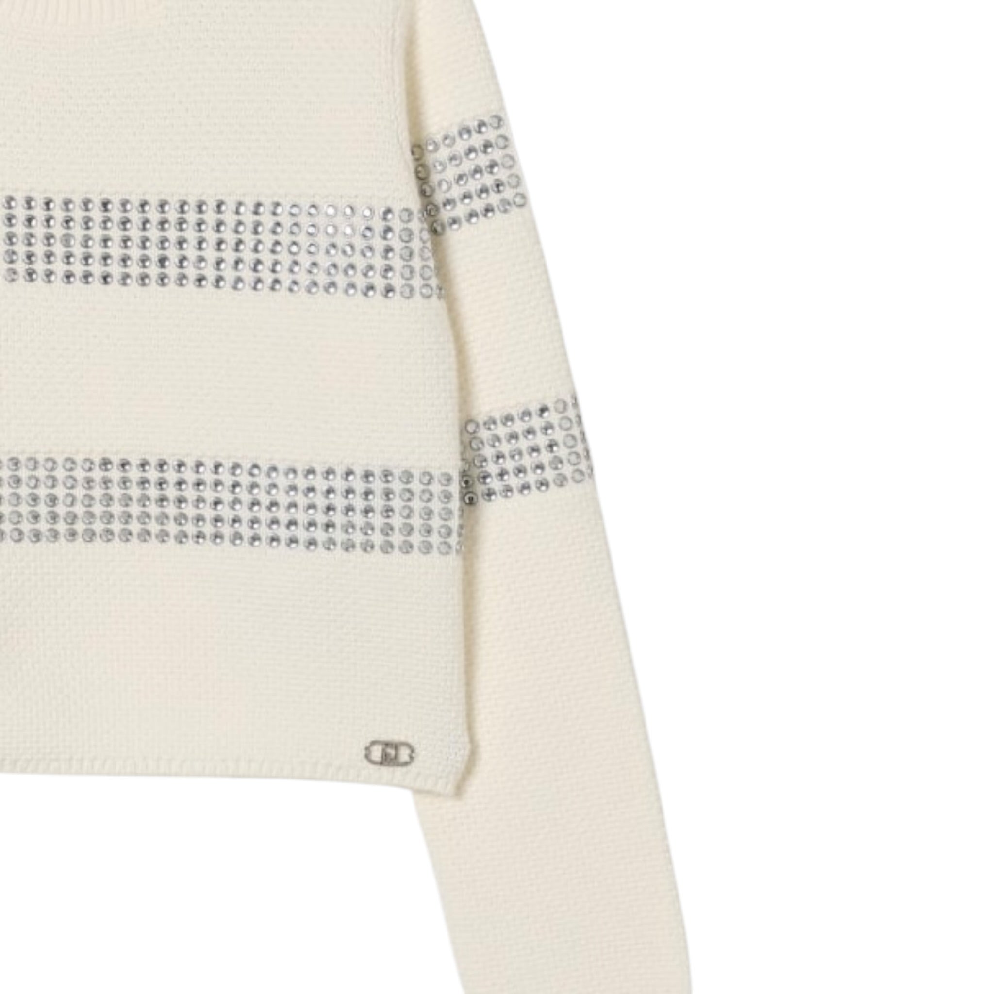 Liu Jo Maglia Girocollo tinta unita con Applicazioni Panna per Bambina GF5088XXX PANNA LIU JO 
