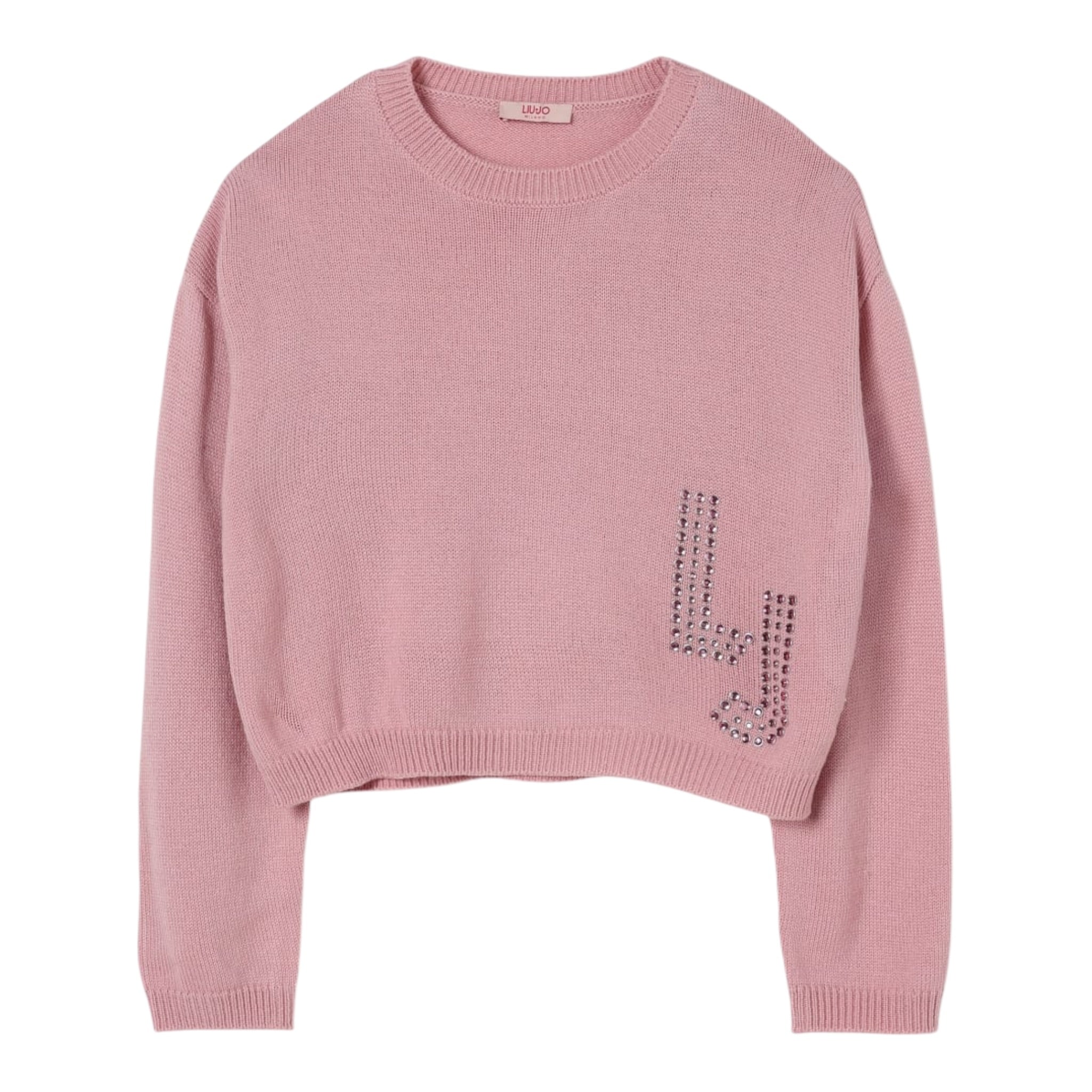 Liu Jo Maglia Girocollo tinta unita con Logo Rosa per Bambina GF5089 ROSA LIU JO 