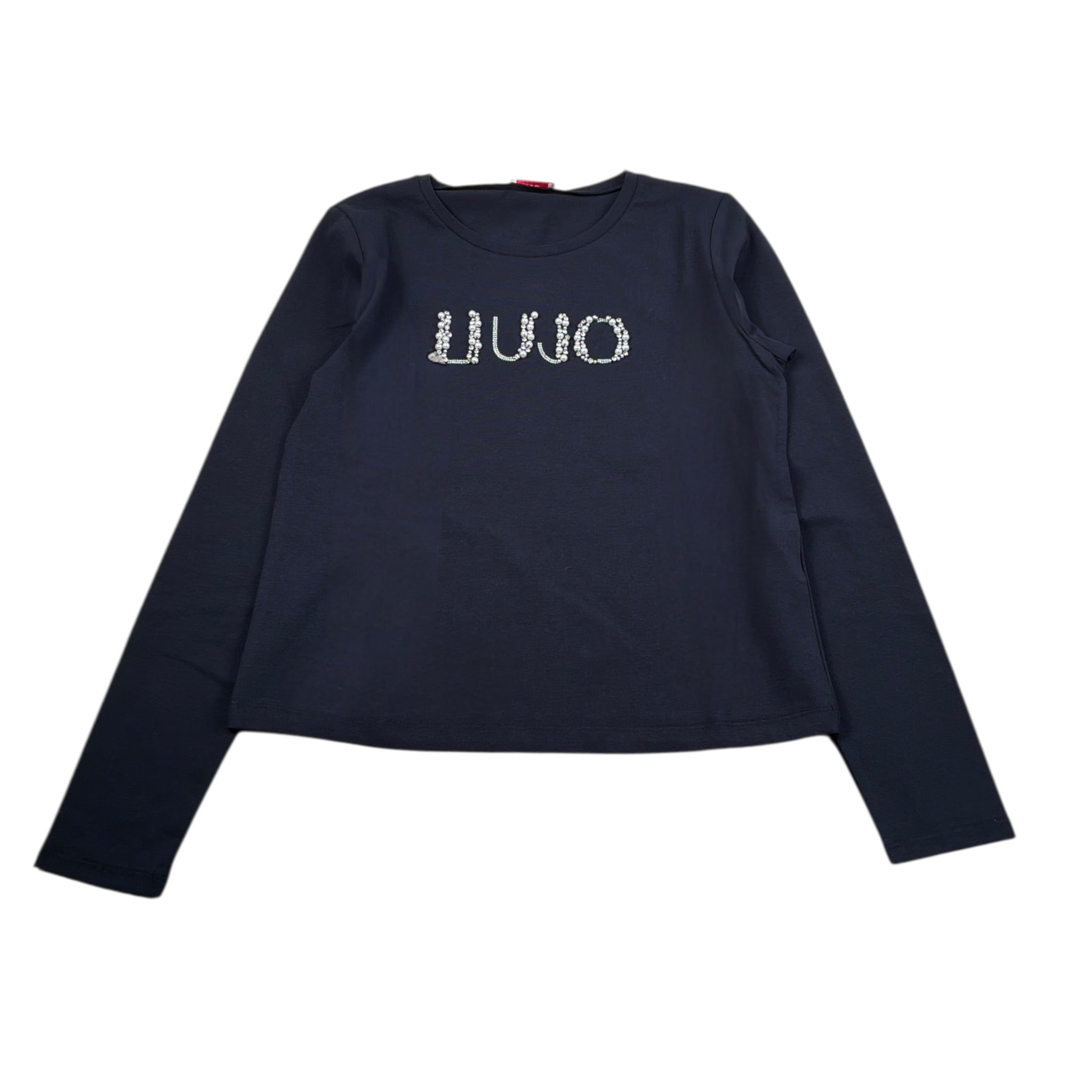 Liu Jo Shirt Girocollo tinta unita con Brillantini Blu per Bambina GF5108 BLU LIU JO 